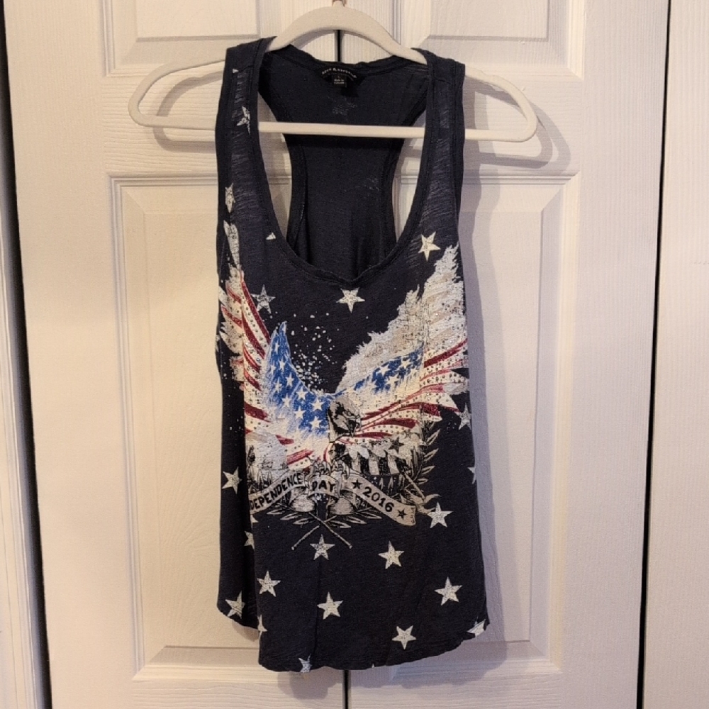 Rock & Republic Dark Blue Patriotic Graphic Tank Top